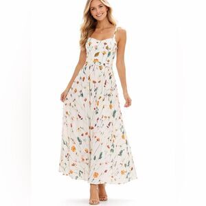 NWT Style by Simkins Maybry Floral Belted Midi Dress Size 0 Garden Party